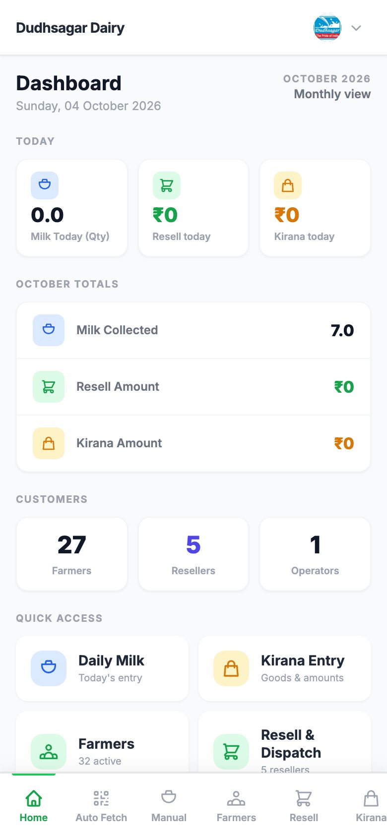 Dairy CRM on a phone